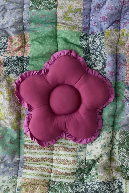 Birdie Flower Shaped Ruffle Throw Pillow